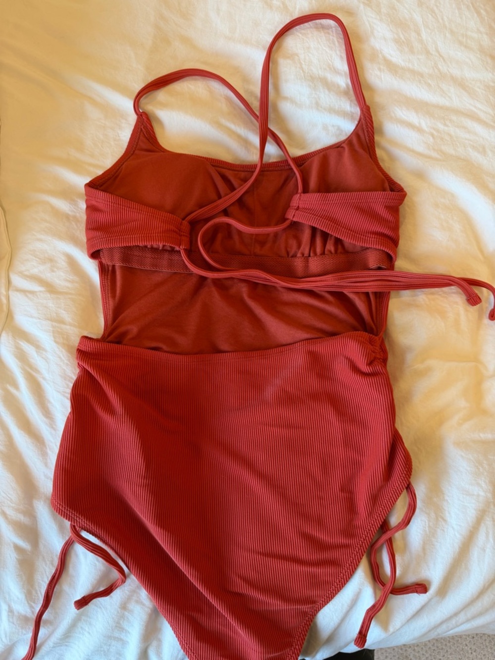 Target Red Ribbed One-Piece Swimsuit - Picture 3 of 3